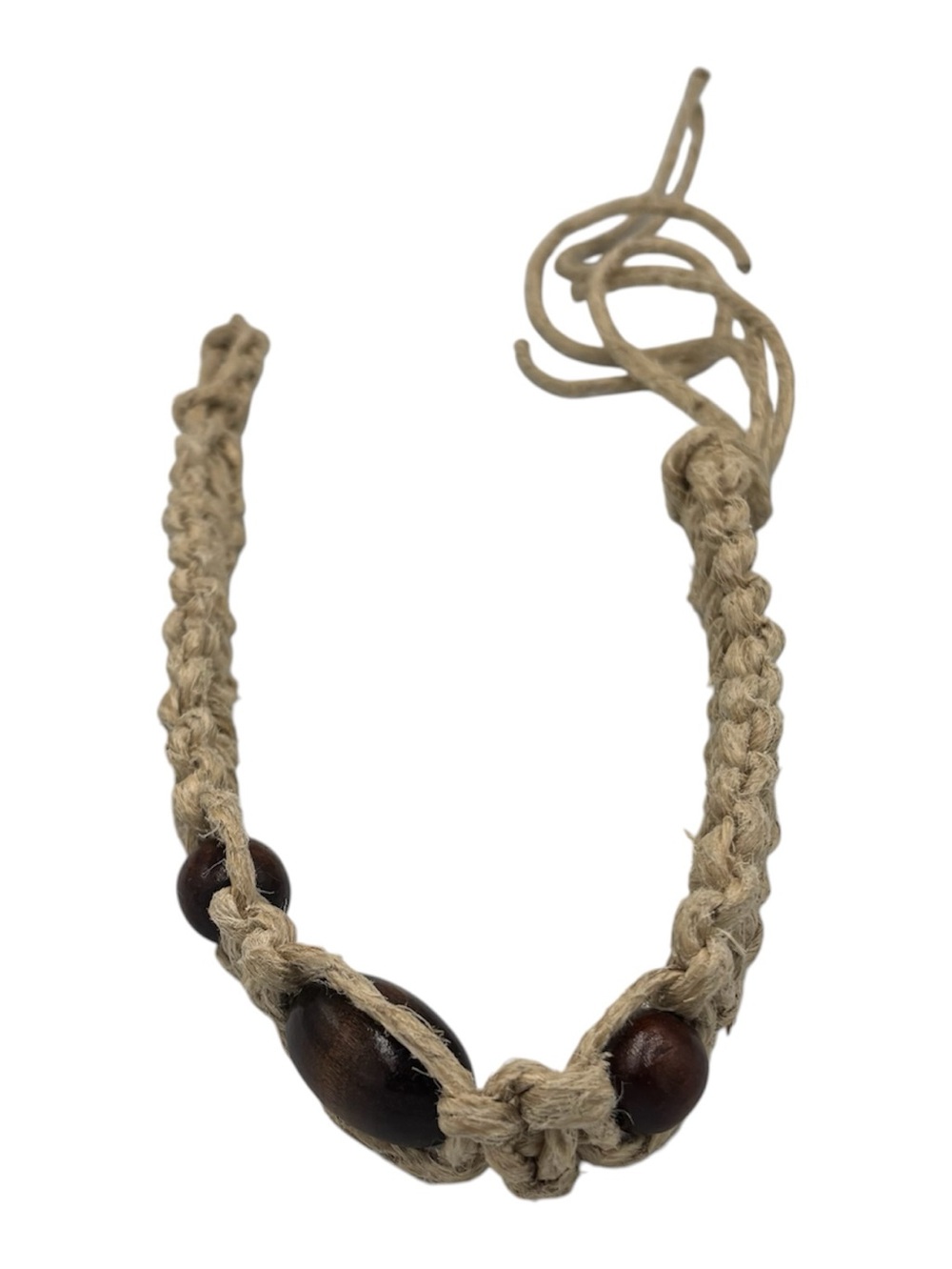 15.5” Handmade Thick Hemp 6.5” Adjustable Necklace W/ 3 Pendant
